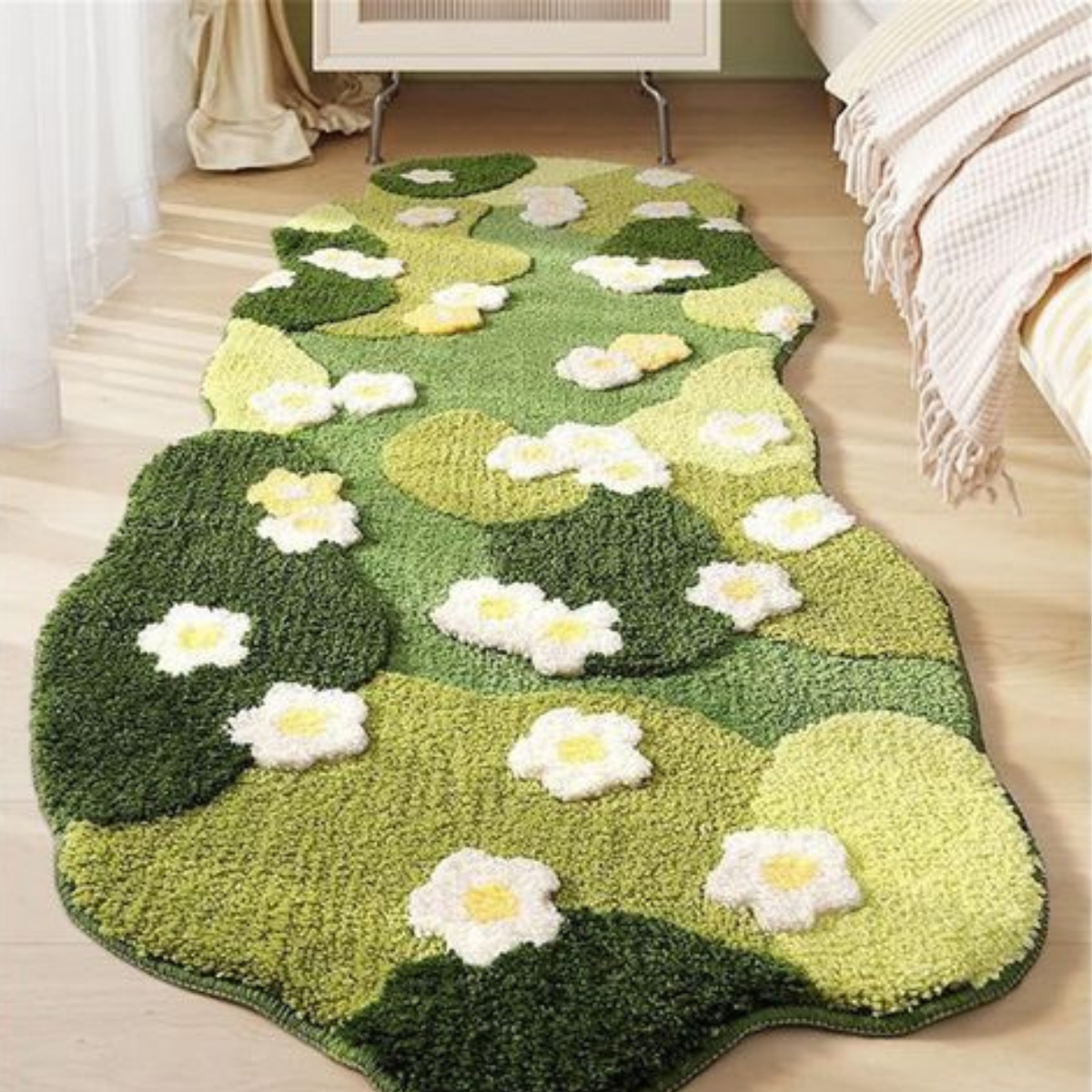 White Petal Moss Rug